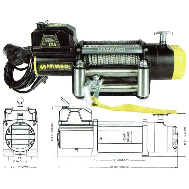 Novawinch Pro 12.5 5680kg (12500lb) 12 Volt Winch Synthetic Rope