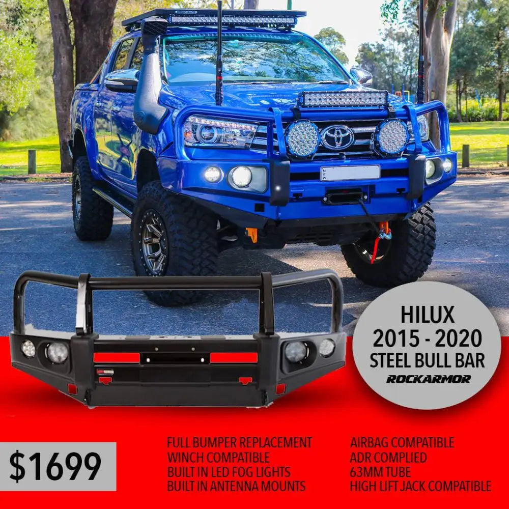 Rockarmor Elite Bullbar Frontal Combo To Suit Toyota Hilux 2015-2020 - Winch Bar Combo