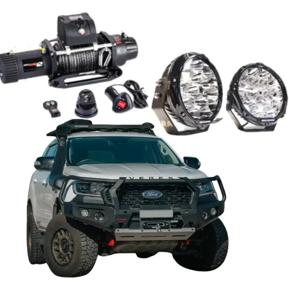 Rockarmor Gt Hoopless Steel Bullbar Combo Ford Everest Ua1 & Ua2 2015-2022 - Winch Bar