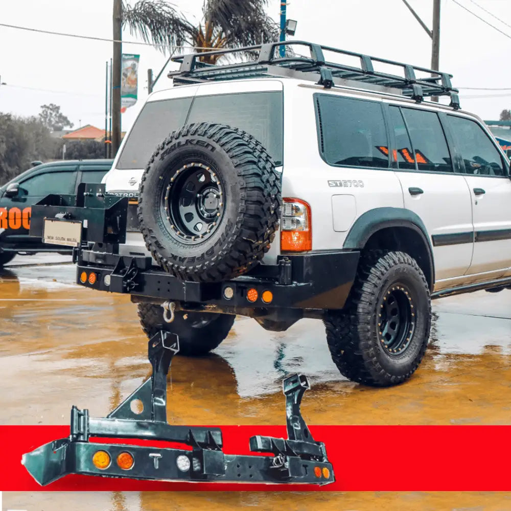Rockarmor Steel Dual Wheel Carrier - Nissan Patrol Y61 Gu1 2 3 1997-20004 And Gu Wagon