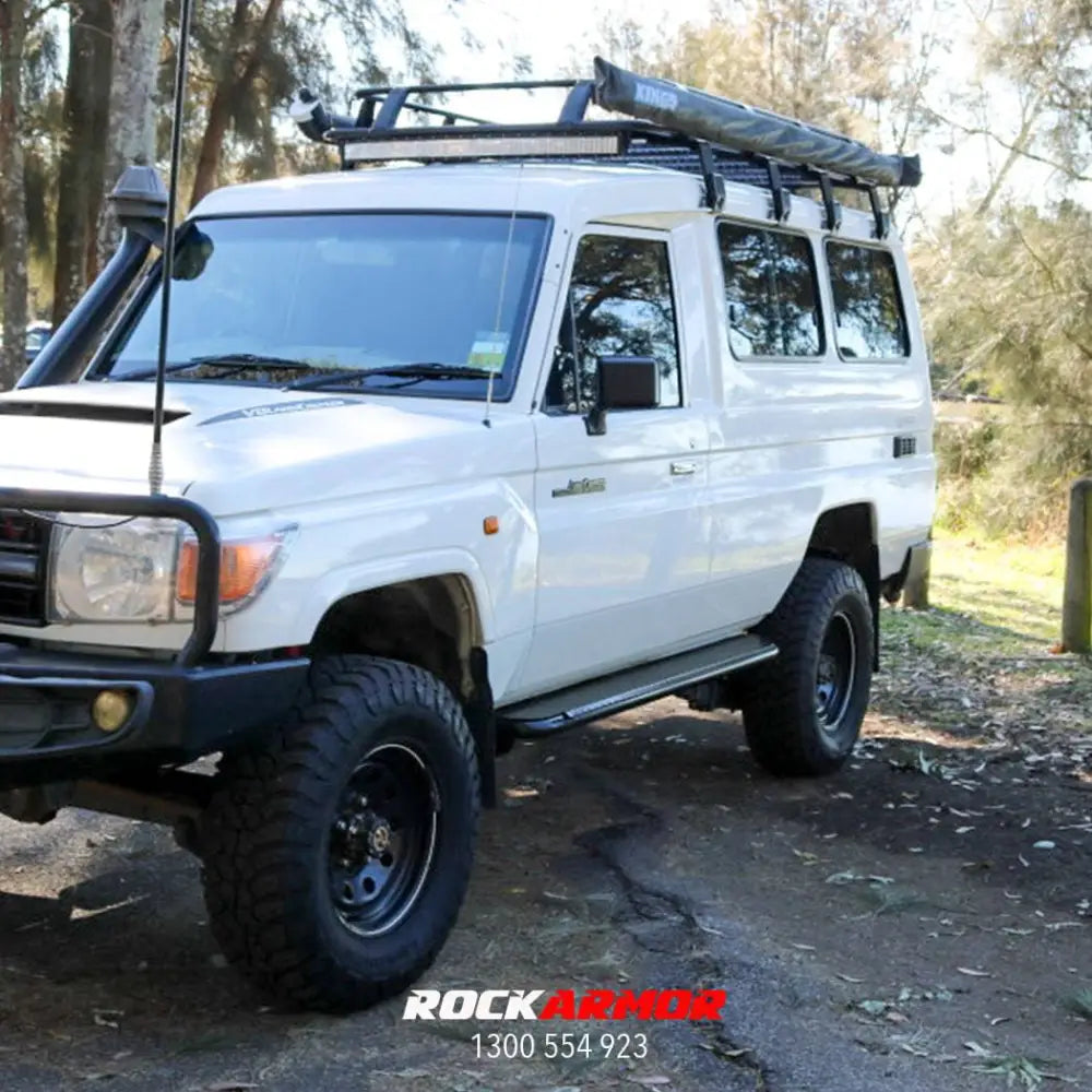 Rockarmor Steel Rockslider Side Steps - Toyota Landcruiser 78 Series V8 Troop Carrier 2007+