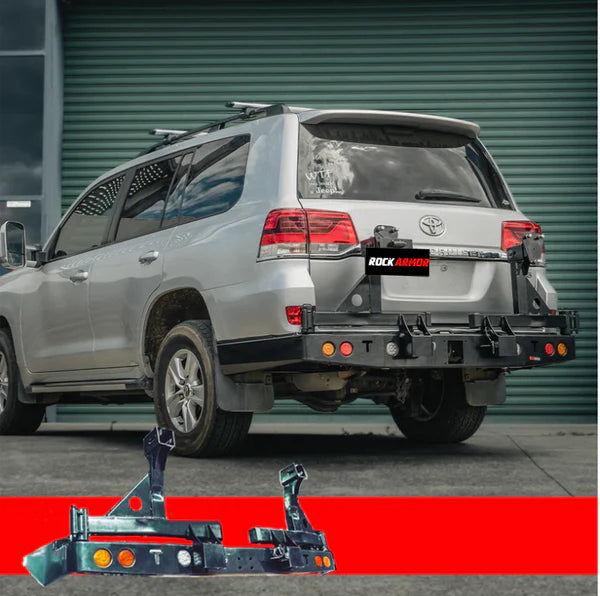 ROCKARMOR STEEL DUAL WHEEL CARRIER TO SUIT TOYOTA LANDCRUISER  FJ200 2008 To Current  (WITH BUILT IN TOWBAR)