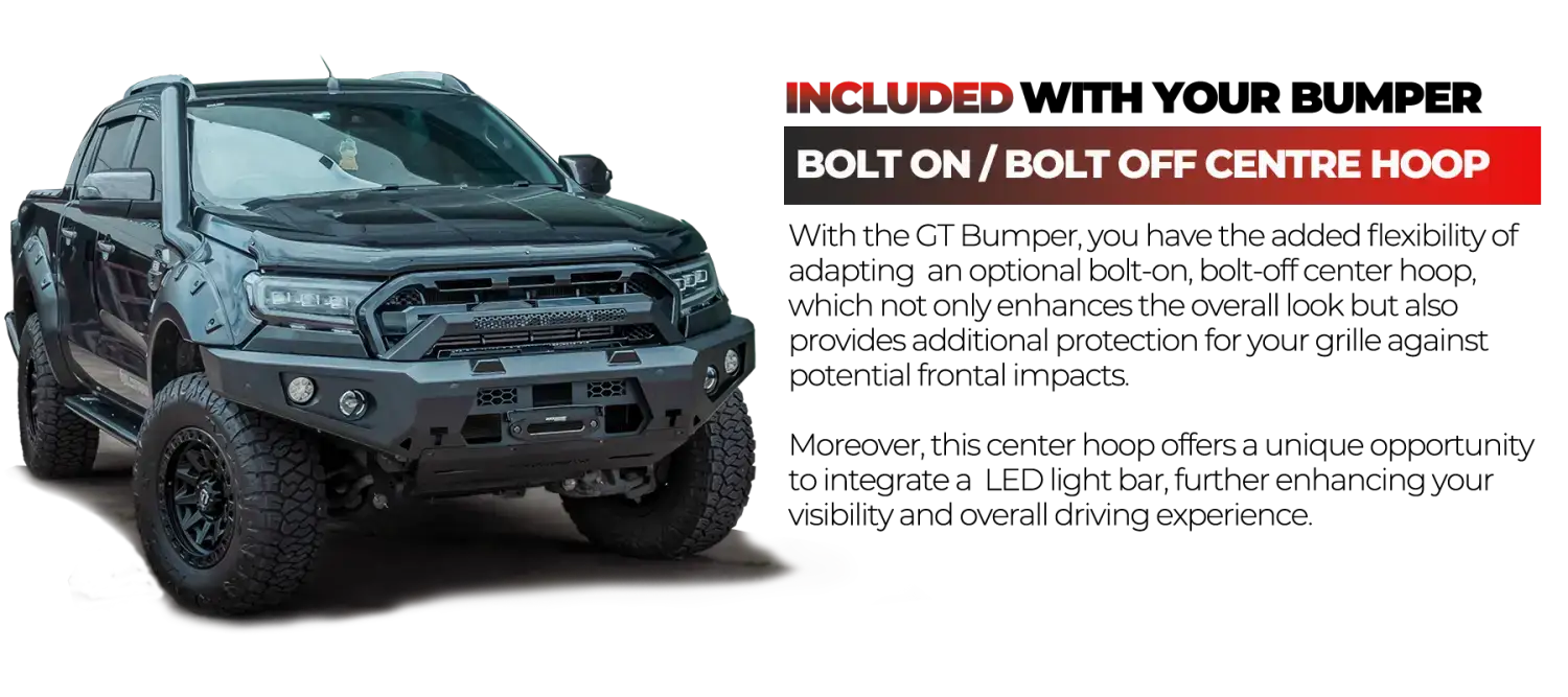 Rockarmor Gt Hoopless Steel Bullbar - Ford Ranger Wildtrak (Px 2 & Px 3) (Full Bar Replacement)
