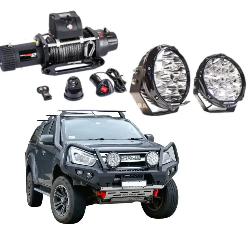 Rockarmor Gt Hoop Steel Bullbar Combo Package - Isuzu Dmax 2017-2020 PFL (Full Bar Replacement) - Winch Bar