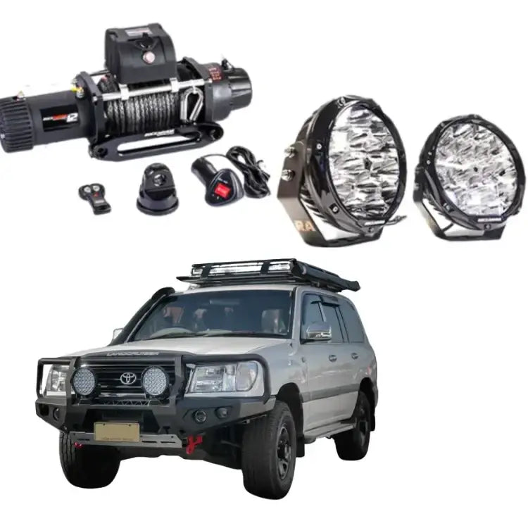 Rockarmor Gt Hoop Steel Bullbar Combo Package - Landcruiser 105 Series 98-07 (Full Bar Replacement) - Winch Bar