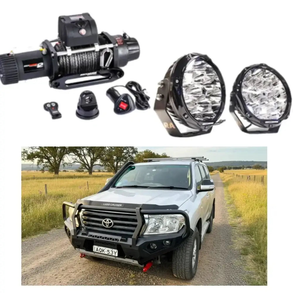 Rockarmor Gt Hoop Steel Bullbar Combo Package - Toyota 200 07-15+ (Full Bar Replacement) - Winch Bar