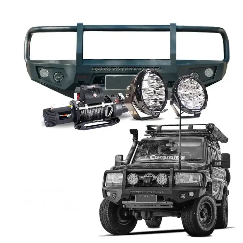 Rockarmor Gt Hoopless Steel Bullbar Combo Package - Toyota 79 79 03/2007 - 11/2023 (Full Bar Replacement) - Winch Bar