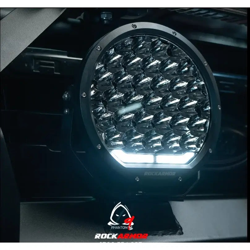 Rockarmor phantom 9inch round led off-road light in black aluminum for durable 9inch led driving performance