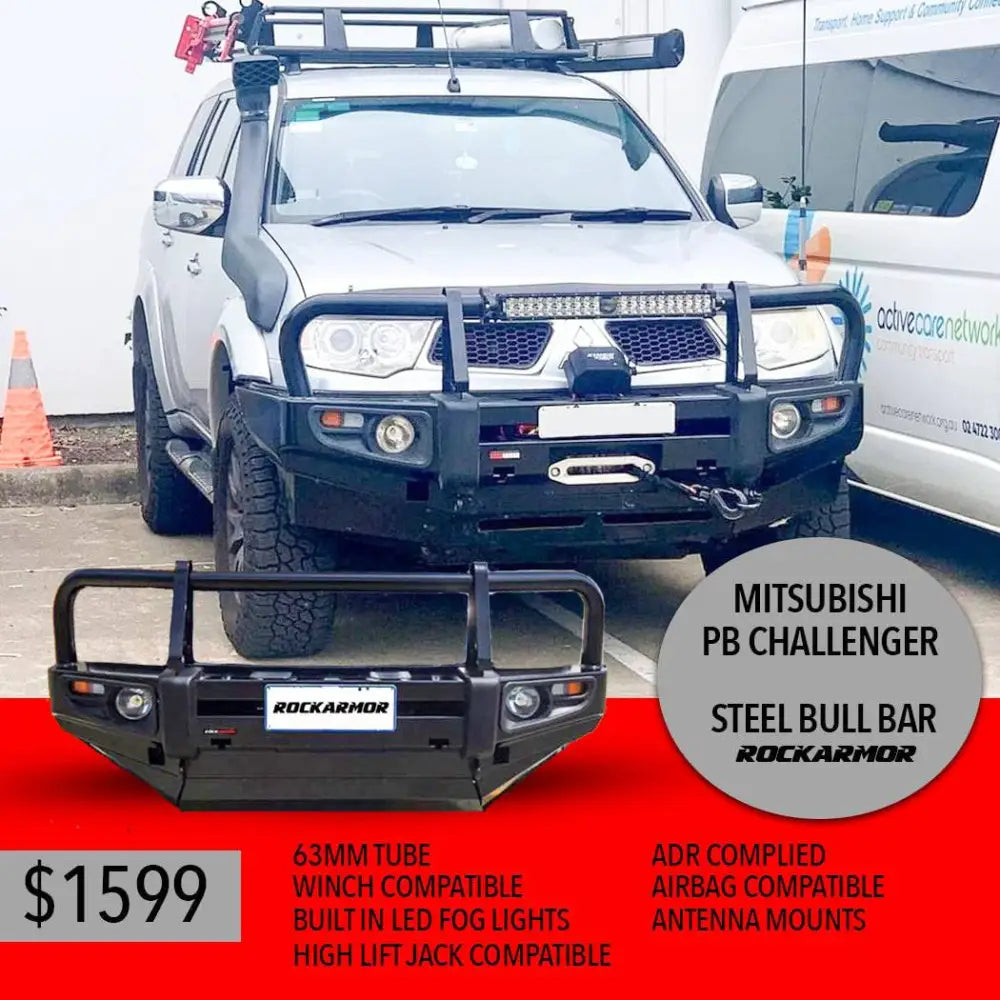 Rockarmor Premium Steel Bullbar - Mitsubishii Triton Challanger Pb / Pc 2009-2015 (Bumper Cut)