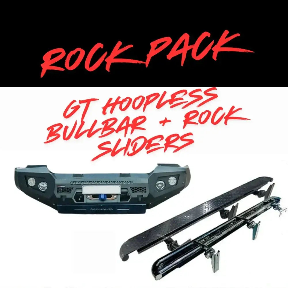 Rockarmor Rock Pack, Mitsubishi Triton MQ | GT Hoopless Bullbar + Rock Sliders - Rock Pack