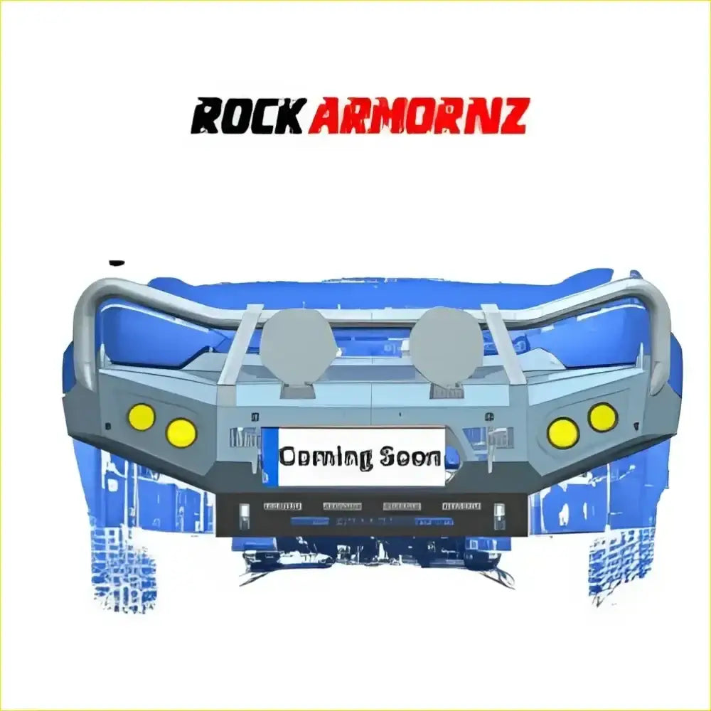 Blue and gray rockarmor front bumper with integrated led lights for nissan navara np300 2020 plus bar replacement