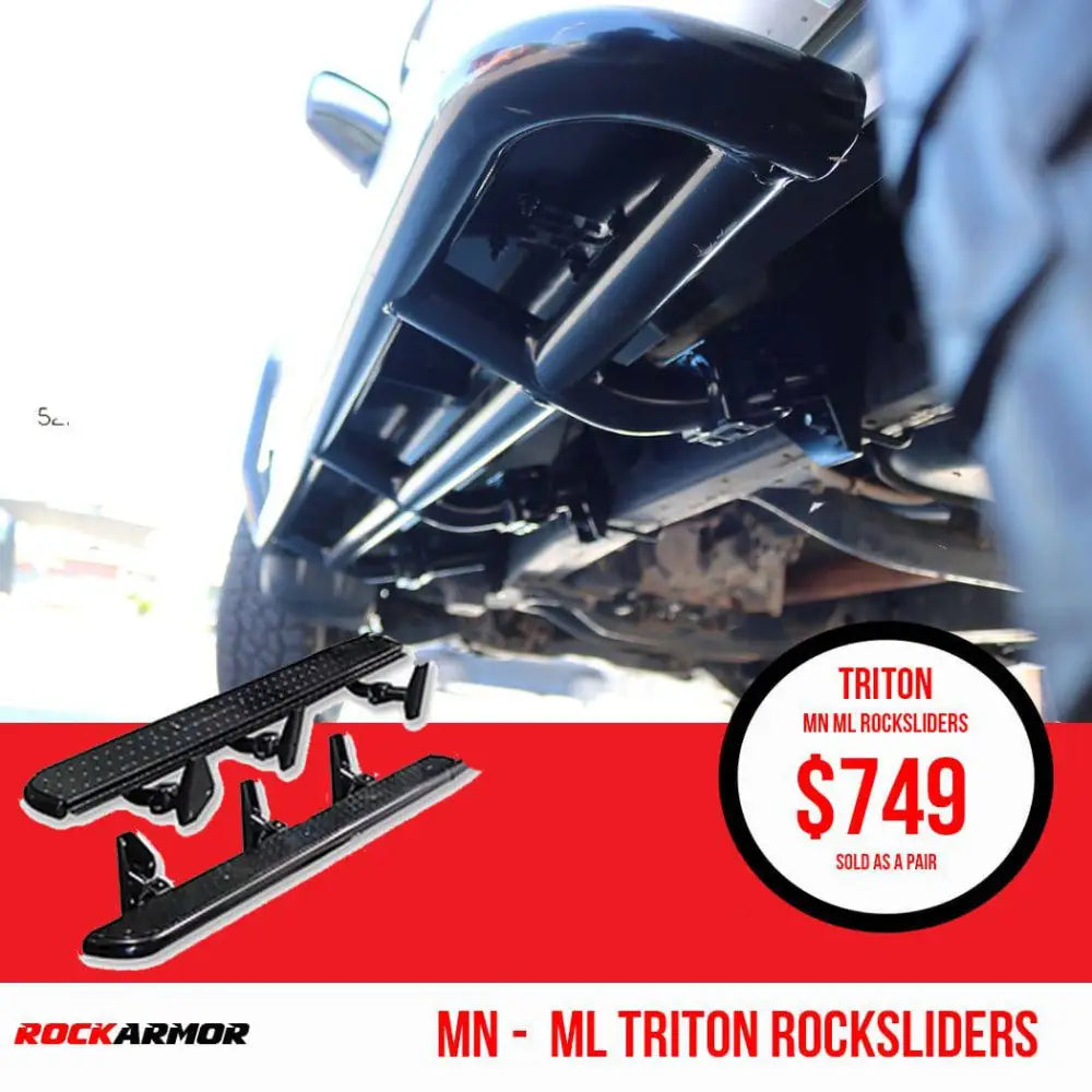 Rockarmor Steel Rockslider Side Steps - Mitsubishii Triton ML/MN 2006 - 2015