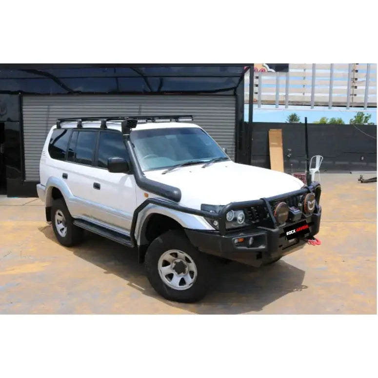 White off-road toyota prado fj90 with black rockarmor steel rockslider side steps 52mm diameter steel rockslider fit