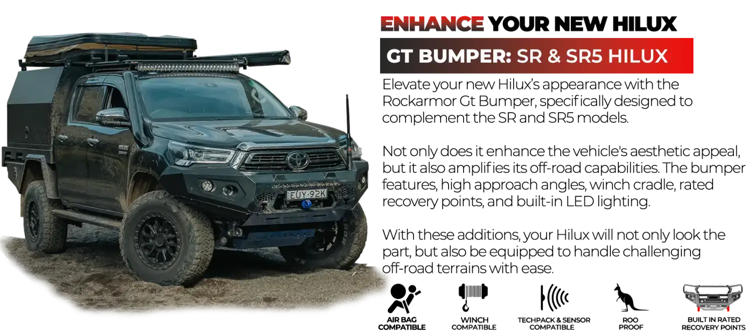 Rockarmor Gt Hoopless Steel Bullbar - Toyota Hilux 2020 to Current (Full Bar Replacement)